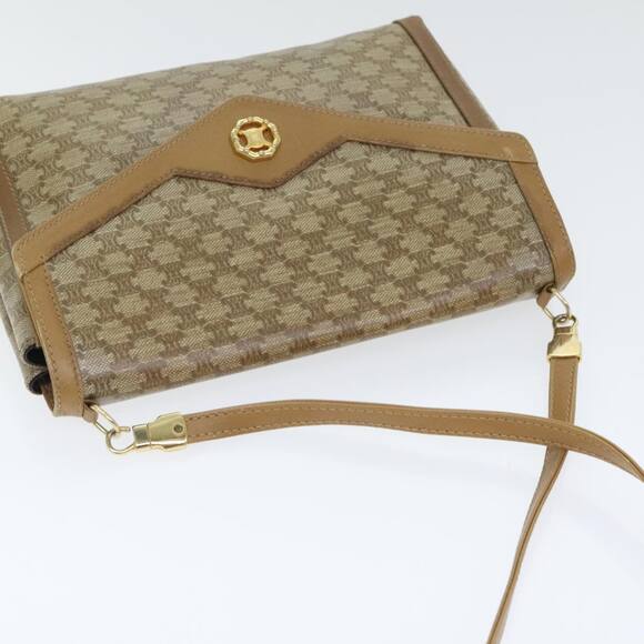 CELINE Macadam Canvas Shoulder Bag Beige Gold - Picture 6 of 12